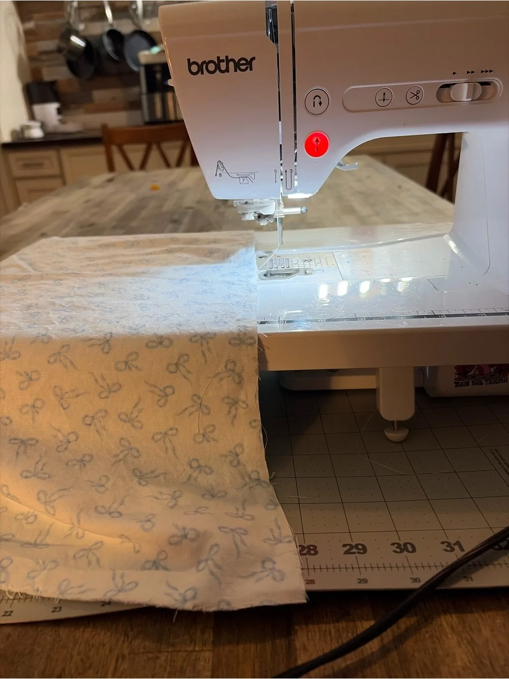 Soft Blue Bow Print baby swaddle blanket home made.